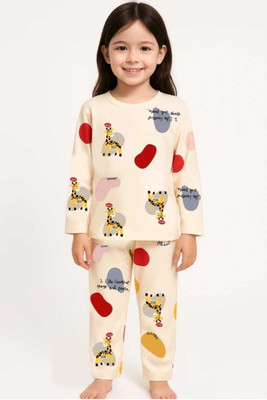 BM7STAR Kids Nightwear Boys & Girls Printed Cotton Blend(Multicolor Pack of 1)
