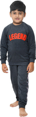 FunKrafts Kids Nightwear Boys & Girls Printed Cotton(Grey Pack of 1)