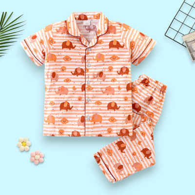 LACIA LOBO Kids Nightwear Baby Boys & Baby Girls Printed Cotton(Multicolor Pack of 1)