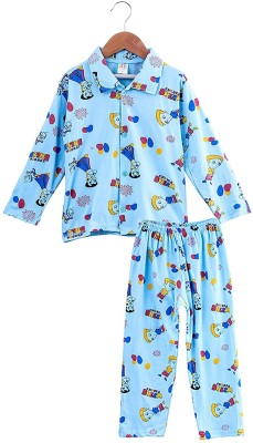 Trendy World Baby Boys & Baby Girls Printed Blue Top & Pyjama Set