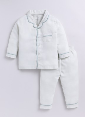 BabyGo Kids Nightwear Baby Boys & Baby Girls Checkered Cotton(Grey Pack of 1)