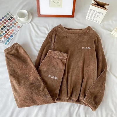 Uttam Kids Nightwear Boys & Girls Self Design Fleece Blend(Brown Pack of 1)