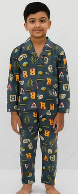 TONY & JONY Kids Nightwear Baby Boys Printed Cotton(Blue Pack of 1)