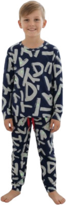 Macare Kids Nightwear Boys & Girls Printed Cotton(Dark Blue Pack of 1)
