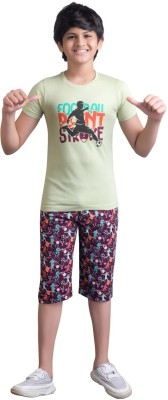 SVD Fashion Kids Nightwear Boys Printed Cotton Blend(Light Green Pack of 1)