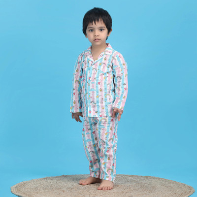 POLKA TOTS Kids Nightwear Baby Boys Printed Cotton(Pink Pack of 1)