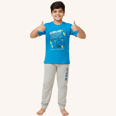 Arsha lifestyle Kids Nightwear Boys Printed Cotton(Blue Pack of 1)