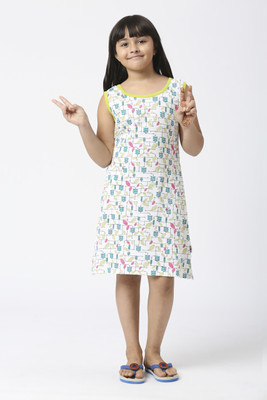 Belive in Yourself Kids Nightwear Girls Printed Cotton(Light Green Pack of 1)