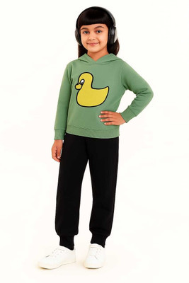 US Trendz Kids Nightwear Girls Printed Fleece Blend(Black Pack of 1)