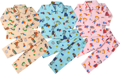 Parilux Kids Nightwear Baby Boys & Baby Girls Printed Cotton(Multicolor Pack of 3)