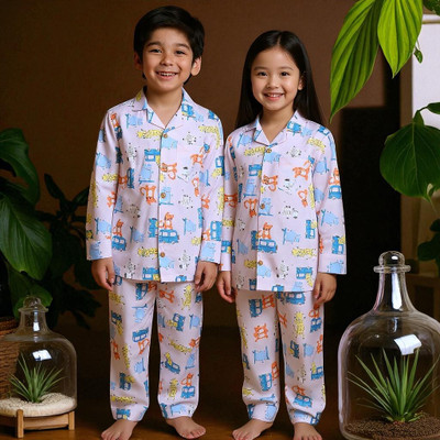 Alaap Kids Nightwear Baby Boys & Baby Girls Printed Polycotton(Multicolor Pack of 2)