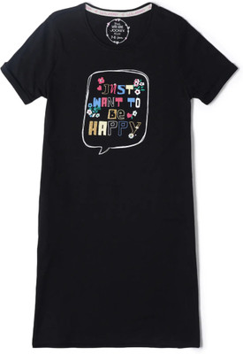 JOCKEY Kids Nightwear Girls Graphic Print Cotton(Black Pack of 1)