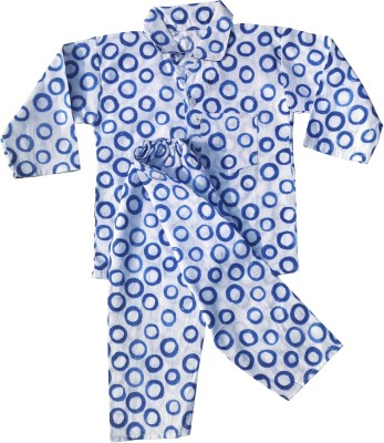 Sahu Enterprises Kids Nightwear Boys & Girls Printed Cotton(Blue Pack of 1)