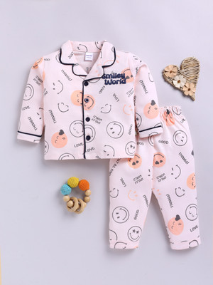 Mom's Love Kids Nightwear Baby Girls Printed Cotton(Pink Pack of 1)