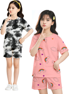 PEARLFASHION Kids Nightwear Baby Boys & Baby Girls Printed Cotton Blend(Multicolor Pack of 2)