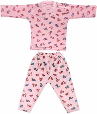 BABY JACKSON Kids Nightwear Girls Solid Cotton(Pink Pack of 1)