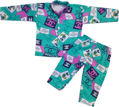 Shreesai Kids Nightwear Baby Boys & Baby Girls Printed Fleece Blend(Multicolor Pack of 1)