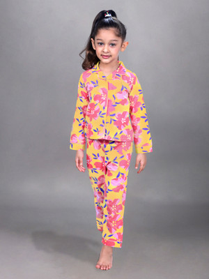 Dear to dad Kids Nightwear Baby Girls Printed Cotton(Yellow Pack of 1)