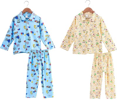 ANIXA Baby Boys & Baby Girls Printed Multicolor Shirt & Pyjama set
