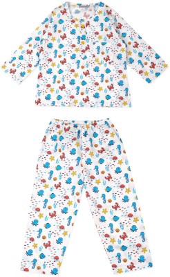 Shopbloom Kids Nightwear Baby Boys & Baby Girls Printed Cotton(Blue Pack of 1)