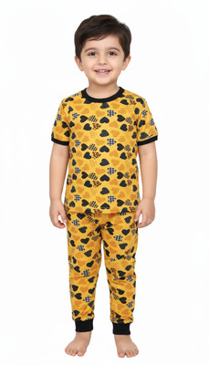 New Kothari Kids Nightwear Boys Printed Cotton(Yellow Pack of 1)