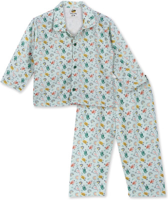 CTMKIDS Kids Nightwear Baby Boys & Baby Girls Self Design Cotton(Blue Pack of 1)