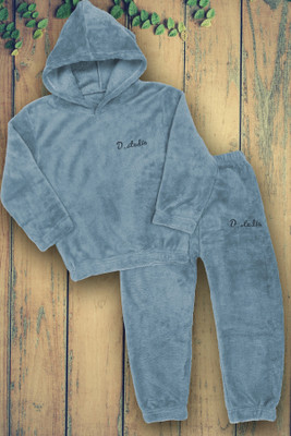 Uttam Kids Nightwear Boys & Girls Printed Fleece Blend(Blue Pack of 1)