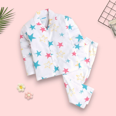 StyleDust Kids Nightwear Baby Boys & Baby Girls Printed Cotton(Multicolor Pack of 1)