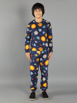 Ninos Dreams Kids Nightwear Boys Printed Cotton(Dark Blue Pack of 1)