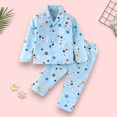 StyleDust Kids Nightwear Baby Boys & Baby Girls Printed Cotton(Multicolor Pack of 1)