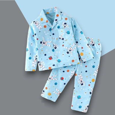 VRUKSHMANI Kids Nightwear Baby Boys & Baby Girls Printed Cotton Blend(Multicolor Pack of 1)