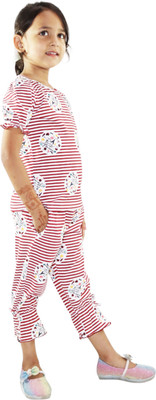 Kids Cave Kids Nightwear Girls Printed Cotton(Red Pack of 1)