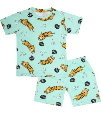 Ninos Dreams Kids Nightwear Boys Printed Cotton(Green Pack of 1)