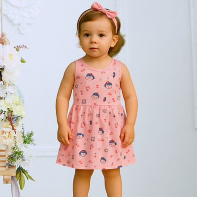 FASHION GRAB Kids Nightwear Girls Printed Cotton(Pink Pack of 1)