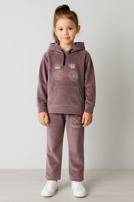 BUFFARO Kids Nightwear Girls Printed Faux Velvet(Purple Pack of 1)