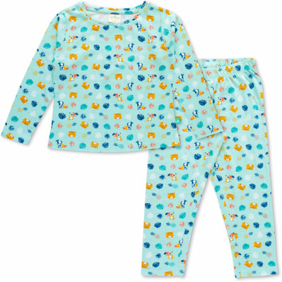 JusCubs Kids Nightwear Girls Printed Cotton(Blue Pack of 1)
