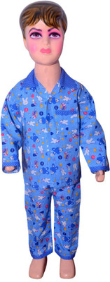 vinisha Kids Nightwear Baby Boys & Baby Girls Floral Print Cotton(Blue Pack of 1)