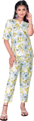 vishvoham Kids Nightwear Girls Floral Print Cotton(Multicolor Pack of 1)