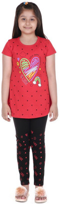 MMShopy Kids Nightwear Girls Printed Fleece Blend(Red Pack of 1)