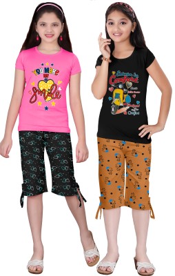 KS KOARA Girls Casual T-shirt Three Fourth Pant(8 MULTICOLOURRS)