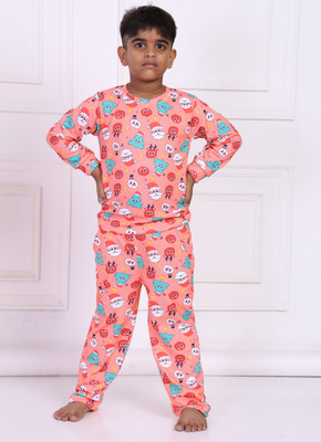 TINY TOON Kids Nightwear Boys & Girls Printed Polyester Blend(Red Pack of 1)