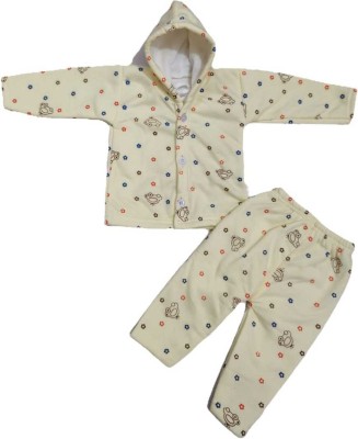 Lalisha Kids Nightwear Baby Boys & Baby Girls Solid Cotton Blend(White Pack of 1)