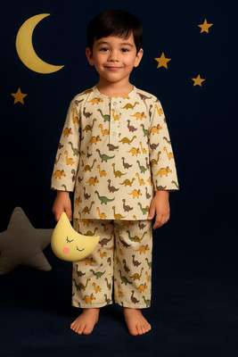 tots&tykes Kids Nightwear Boys & Girls Animal Print Cotton(Blue Pack of 1)