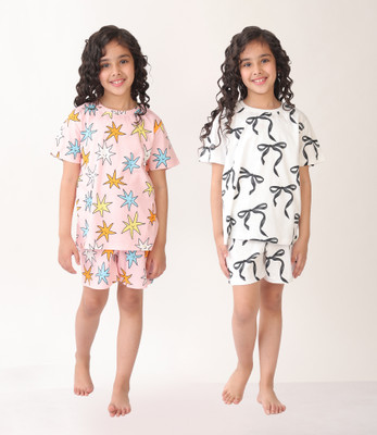 anthrilo Kids Nightwear Baby Girls Printed Cotton(Multicolor Pack of 2)