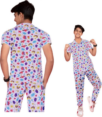 babylite Kids Nightwear Boys Printed Cotton(Blue Pack of 1)