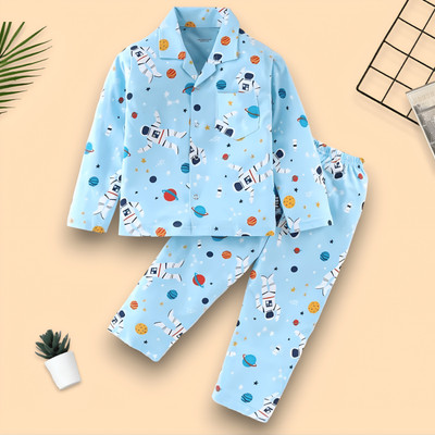 LACIA LOBO Kids Nightwear Baby Boys & Baby Girls Printed Cotton Blend(White Pack of 1)