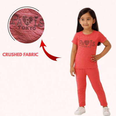huxx Kids Nightwear Girls Printed Polyester Blend(Dark Blue Pack of 1)