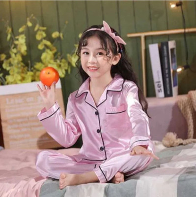 VC FASHION HUB Kids Nightwear Baby Boys & Baby Girls Solid Pure Satin(Pink Pack of 1)