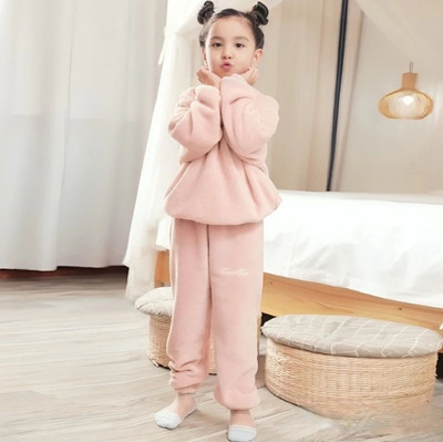 Lugo Kids Nightwear Boys & Girls Self Design Fleece Blend(Pink Pack of 1)