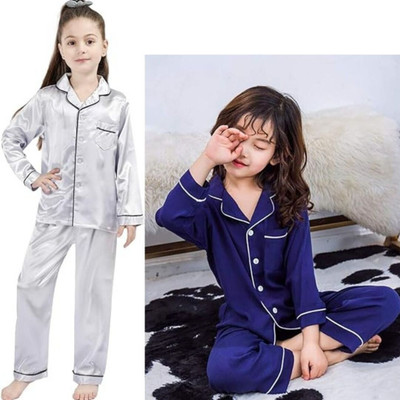 Vdc Creation Hub Kids Nightwear Baby Boys & Baby Girls Self Design Pure Satin(Multicolor Pack of 2)